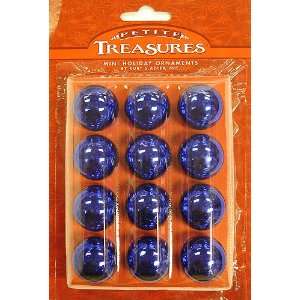  Set of 12 Miniature 25mm. Shiny Blue Glass Ball Christmas 