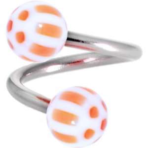    Spiral Twister   Orange Soccer Ball Belly Button Ring Jewelry