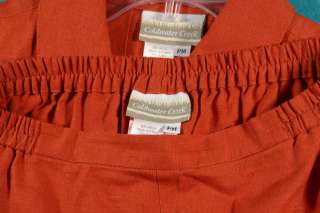 Coldwater Creek Size PM 8P 10P Burnt Orange Linen Pant Suit  