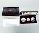 1983 1984 US OLYMPIC 3 COIN $10 PROOF GOLD SILVER SET