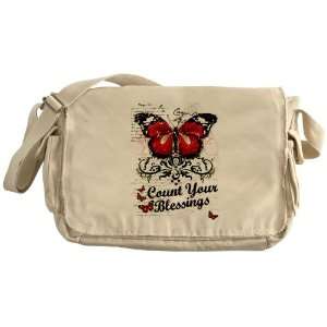  Khaki Messenger Bag Count Your Blessings Butterfly 