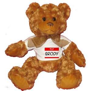  HELLO my name is BRODY Plush Teddy Bear with WHITE T Shirt 