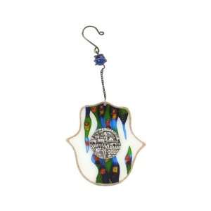  Large Stained Glass Colorful Hamsa with Blessing 