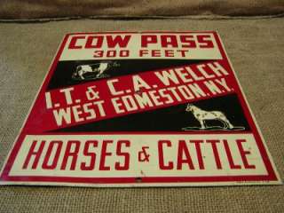 RARE Vintage Cow Pass Farm Sign  Antique Old Store  