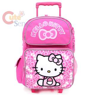 Sanrio Hello Kitty Large Rolling Backpack School Lunch Bag Set Pink 