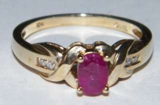 Ruby & Diamond Ring, Solid 10k gold, size 7, Lovely & Perfect, 2.52g 