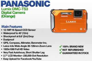 Panasonic Lumix DMC TS3 Digital Camera (Orange) 885170031579  