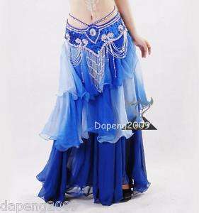 Sexy Belly Dance Costume Double Color Shade Cake Skirt  