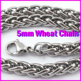 5mm GURANTEE 316LSurgical Stainless Steel Braided Braid Wheat Necklace 