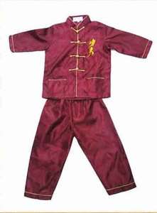 Chinese Boys Kung Fu Shirt Pants Suit Burgundy 2 16  