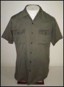 vtg 60s MONTGOMERY WARD Work shirt OLIVE DRAB green HIPPIE L