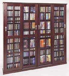 Glass Door 1050 CD 504 DVD Storage Cabinet Rack NEW  