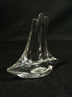 SIGNED DAUM FRANCE CRYSTAL MINIATURE SAILBOAT FIGURAL PAPERWEIGHT 