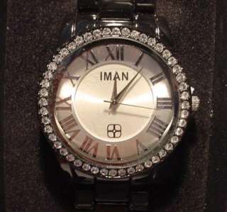 IMAN Global Chic Pave Crystal Bracelet Watch   Black  