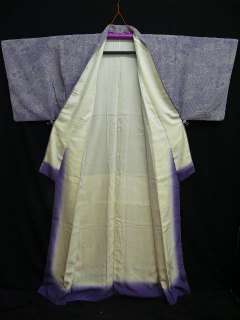 Light Purple Chirimen ji EDO KOMON Kimono H39  