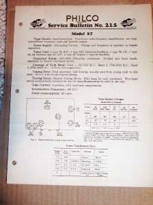 Vtg Philco Radio Service Manual~Model 97 Receiver 1935  