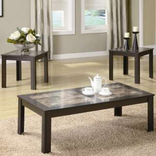 Faux Marble Occasional Coffee & End Table 3 Piece Set b  