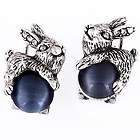 fashion Tibet silver cat eye Rabbit bead hoop earrings