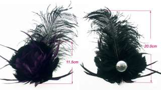 Black Feather Fascinator Hair Flower Corsage Party Prom  