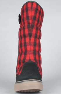 Vans Footwear The Phoebe CL Rain Boot in Black and Red Plaid 