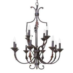 Hampton Bay 12 Light Rust and Antique Gold Chandelier HD303806 at The 