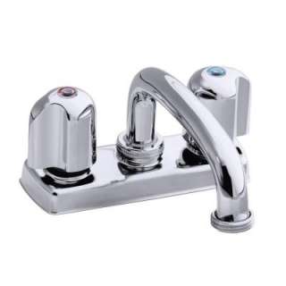 KOHLER Trend 4 In. 2 Handle Low Arc Laundry Tray Faucet in Polished 