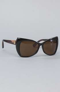 House of Harlow 1960 The Aly Sunglasses in Black with Mahogany Arms 