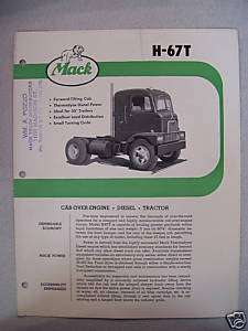 1958 MACK H 67T Truck Brochure  