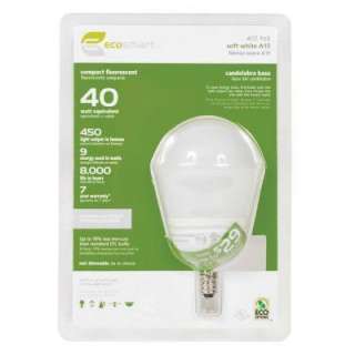 EcoSmart9 Watt (40W) Candelabra Base Soft White Light Bulb