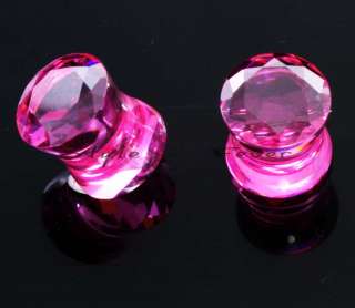 10 mm Ear Plug Flesh Tunnel Pink Ohr Kristall Facettenschliff Neu 
