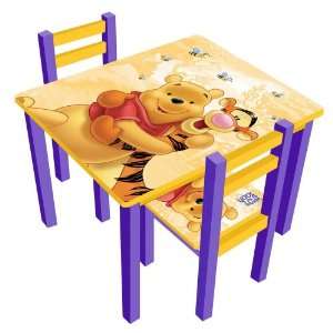 Kindertisch mit 2 Stühlen Sitzgruppe aus Holz * Winnie Pooh *  