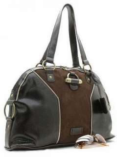 Black Faux Leather Suede Dome Purse Handbag Tote Bag  