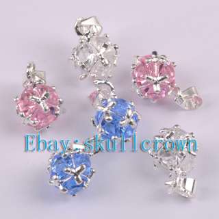 FREE SHIP 20pcs Silver Plated Mix Color Crystal Charms LP7042 18mm 