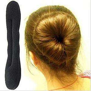 J22 2 pcs Sponge Hair Curler Bun Updo Style Roller Tool black (2 IN 1 