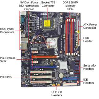 ECS NF650i SLIT A (1.0) Motherboard   NVIDIA, Socket 775, ATX, Audio 