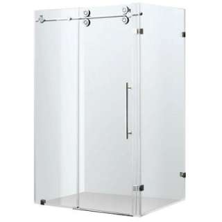 34 in. x 73 in. Frameless Bypass Shower Enclosure in Stainless Steel 