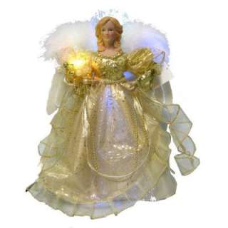 Home Accents Holiday 12 in. LED Gold Fiber Optic Angel Tree Topper 