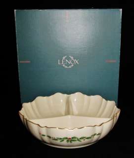 Lenox HOLIDAY Divided Condiment or Relish Dish Server, 8 Across, New 