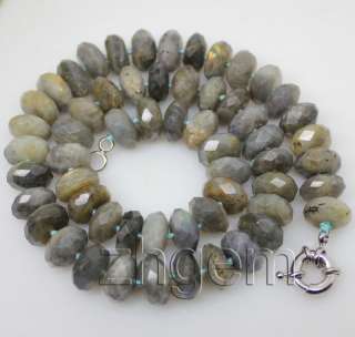 19long natural Labradorite faceted beads necklace  