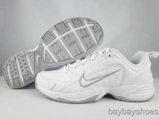 NIKE T LITE VIII 8 LEATHER WIDE WHITE/GRAY/SILVER CROSS TRAINER WOMENS 