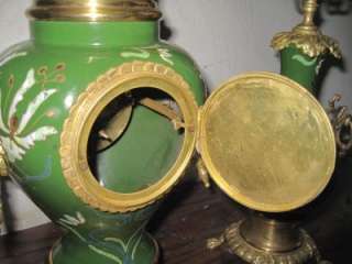   Enameled Vase Shaped Mantle Clock with Candelabras c.1880s  
