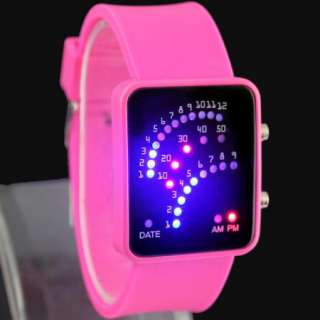 1pcs New pink LED Light Mens Womens Wrist Watch,L5 PK  