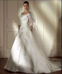 noble Off shoulder/Half sleeves Bridal wedding dresss  