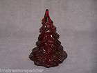 Fenton Jolly Green Sand Carved White Designs Christmas Tree   Large