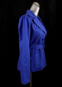 womens royal blue YOKI double breasted jacket peacoat belted short 