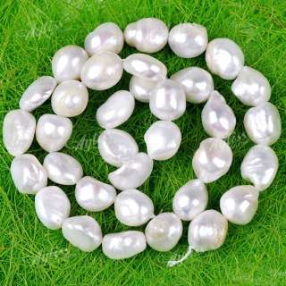 10x14mm WHITE FRESHWATER PEARLS NUGGET Loose Beads 15  