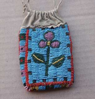Early 1900s Full Beaded Crow Indian Beaded Bag Montana Reservation 