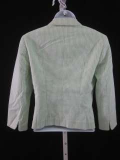 ELIE TAHARI Green Striped One Button Blazer Jacket Sz 2  