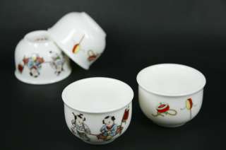 Porcelain Tea Cup Ancient China Boys 50cc *4 cups  