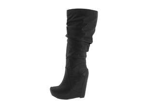 JESSICA SIMPSON Nya BLACK Knee Boots Wedges Tall Platform Synthetic 